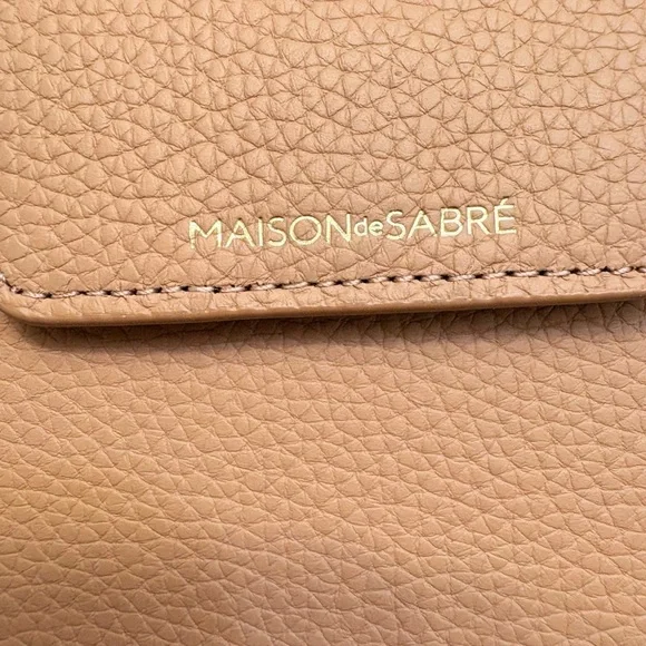 Maison de Sabre Leather Phone Pouch in sandstone brown